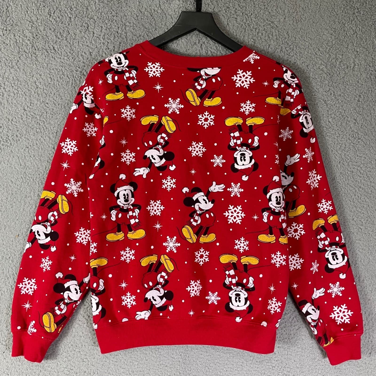 Disney Mickey Mouse Red Holiday Snowflake Sweatshirt Women's XS Christmas Gift - Thumbnail 5