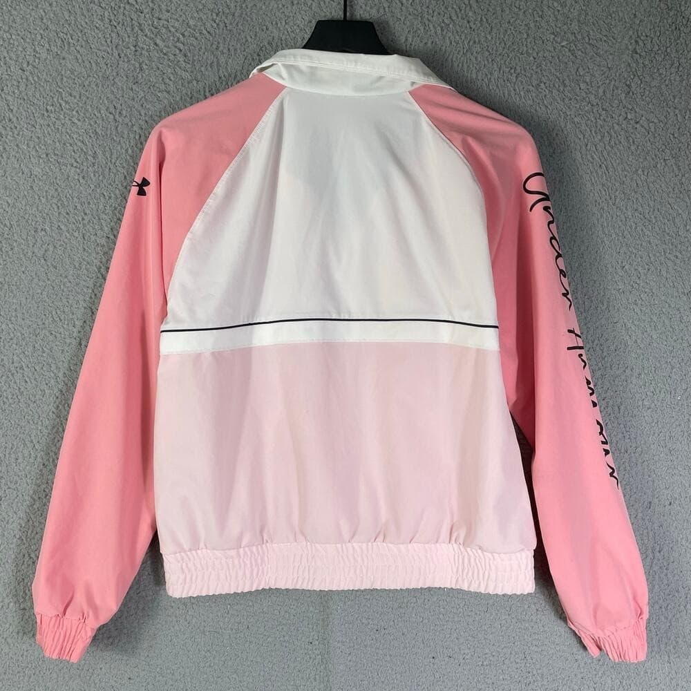 Under Armour Women's Pink Colorblock Full Zip Windbreaker Jacket XS Loose Fit - Thumbnail 3