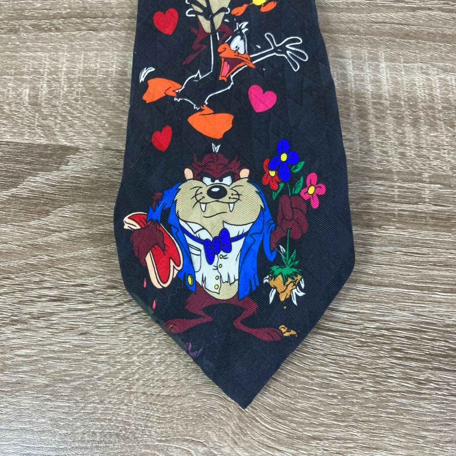 Vintage 1995 Looney Tunes Silk Tie Daffy Duck Taz Tweety Novelty Necktie - Thumbnail 3