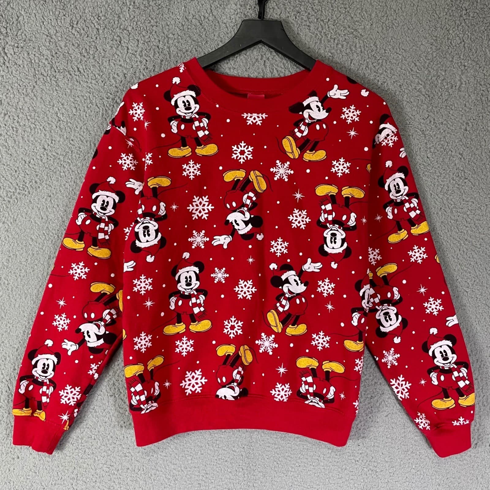 Disney Mickey Mouse Red Holiday Snowflake Sweatshirt Women's XS Christmas Gift - Thumbnail 4