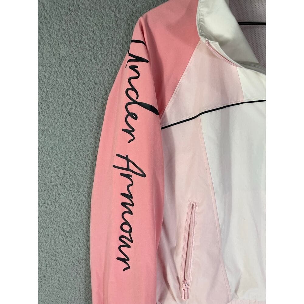 Under Armour Women's Pink Colorblock Full Zip Windbreaker Jacket XS Loose Fit - Thumbnail 7