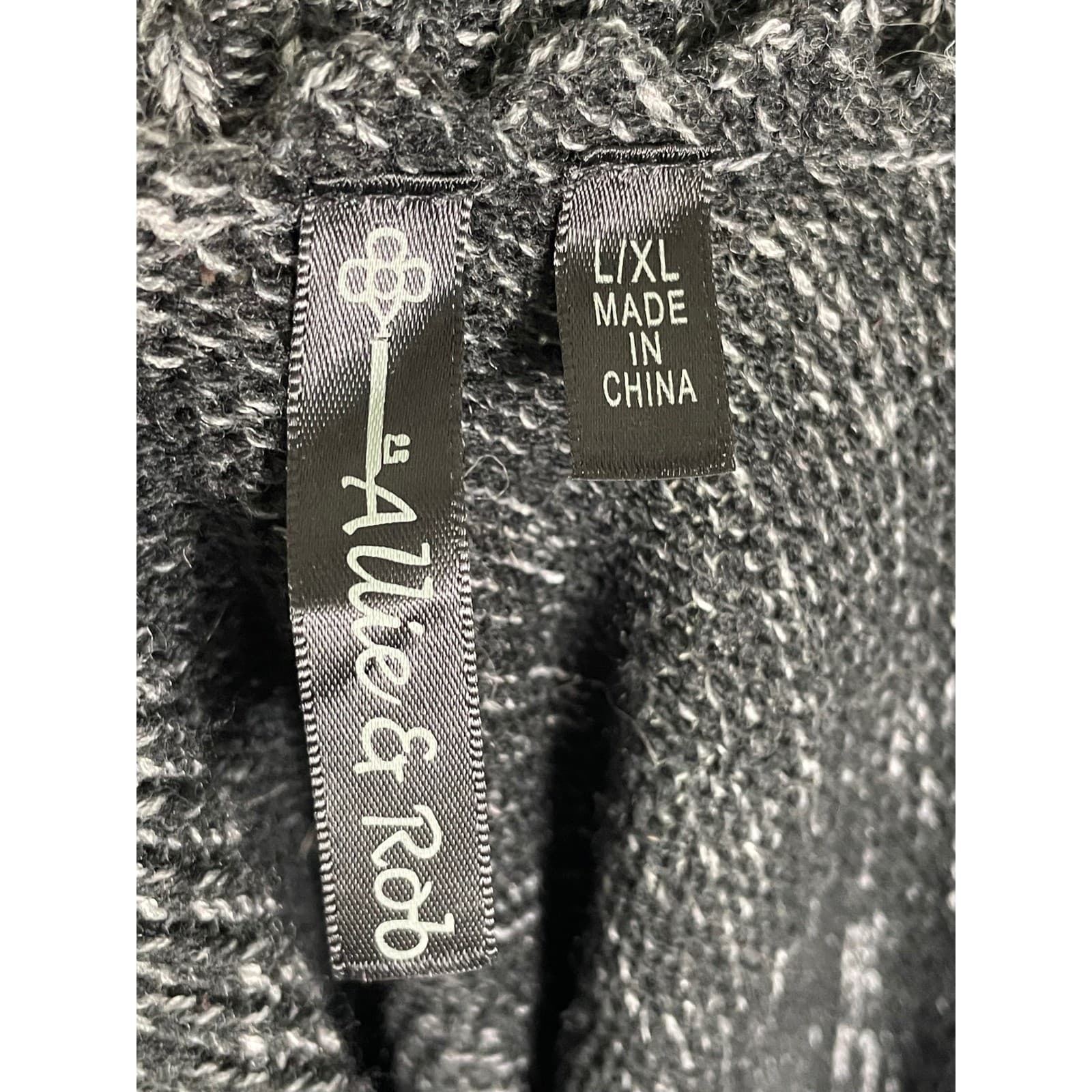 Allex & Rob Knit Poncho Wrap Fringe Colorblock Button Detail Women L XL - Thumbnail 4