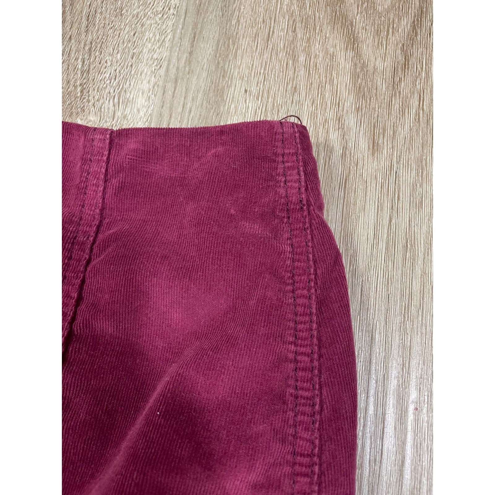 Free People Burgundy Corduroy Mini Skirt Women's Size 8 Boho Fall Back Zip - Thumbnail 9
