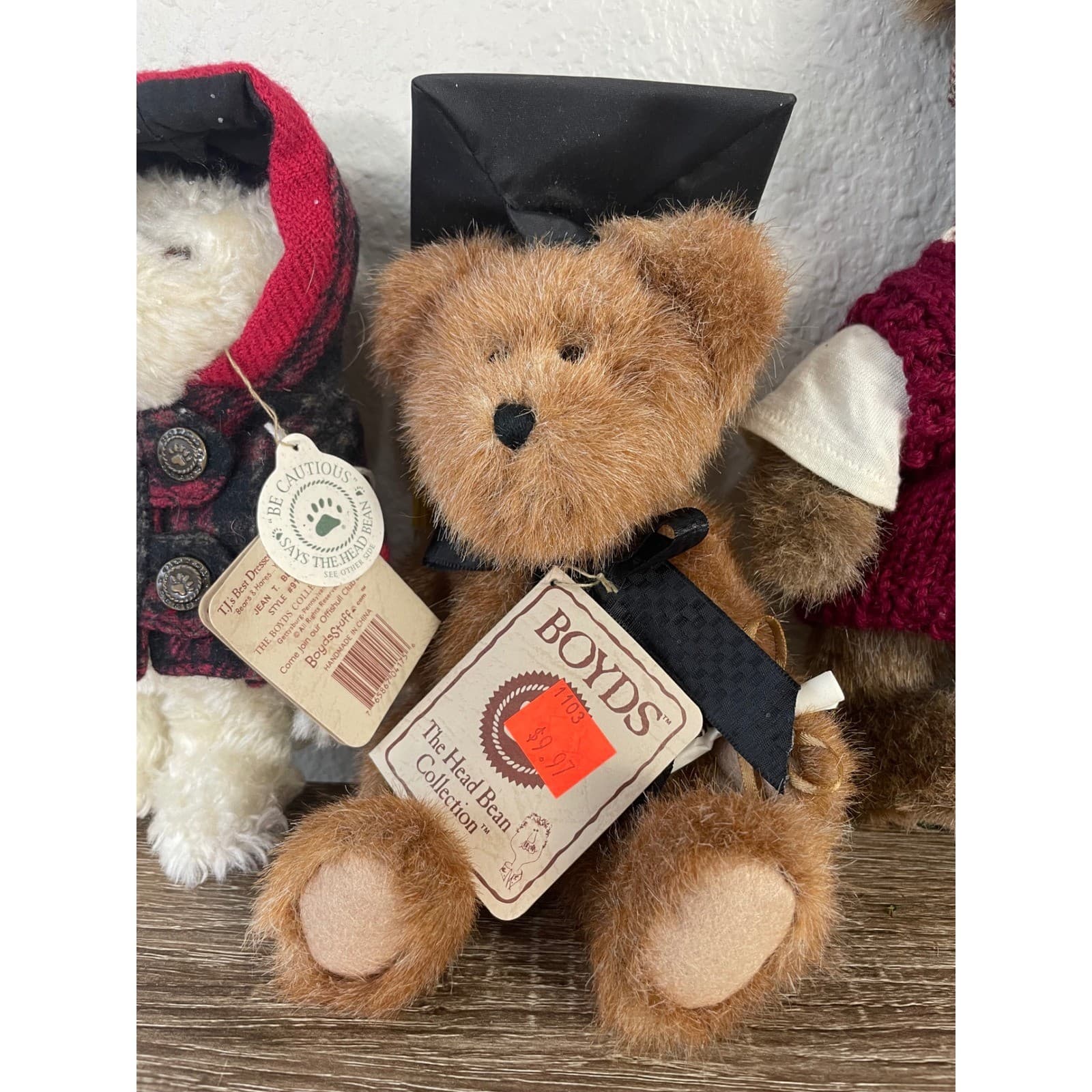 Boyds Bears Plush Lot 3 Bailey Friends Graduation Golf Winter Sweater Tagged - Thumbnail 4