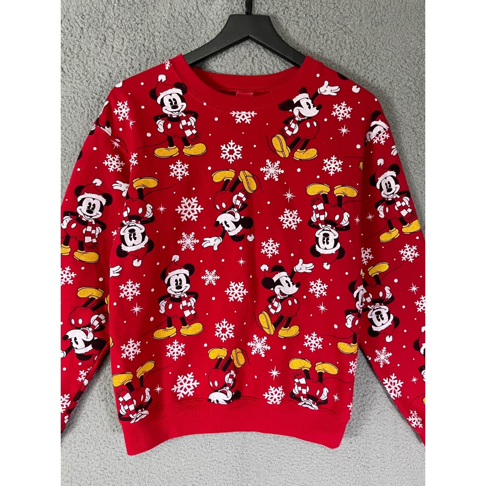 Disney Mickey Mouse Red Holiday Snowflake Sweatshirt Women's XS Christmas Gift - Thumbnail 6