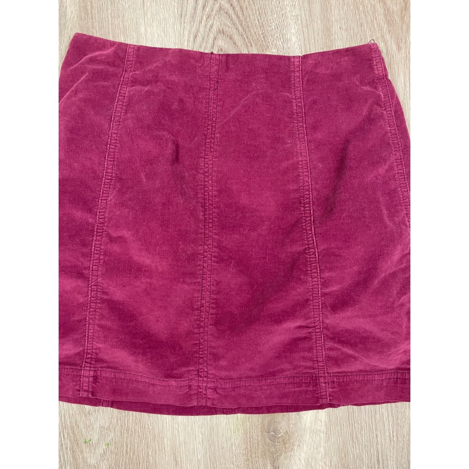 Free People Burgundy Corduroy Mini Skirt Women's Size 8 Boho Fall Back Zip - Thumbnail 8