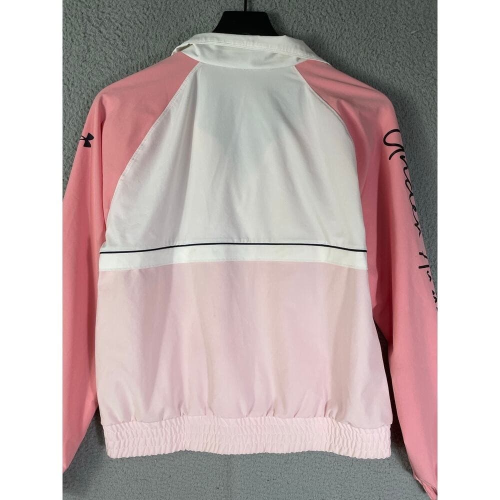 Under Armour Women's Pink Colorblock Full Zip Windbreaker Jacket XS Loose Fit - Thumbnail 12