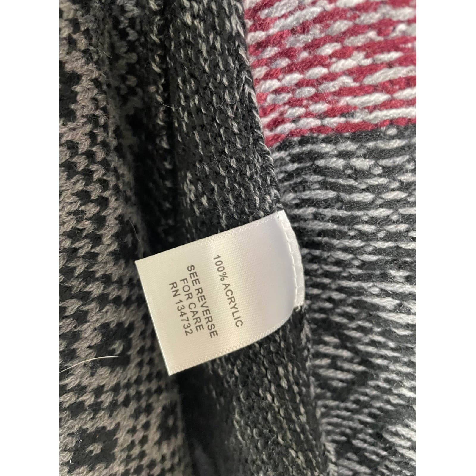 Allex & Rob Knit Poncho Wrap Fringe Colorblock Button Detail Women L XL - Thumbnail 5
