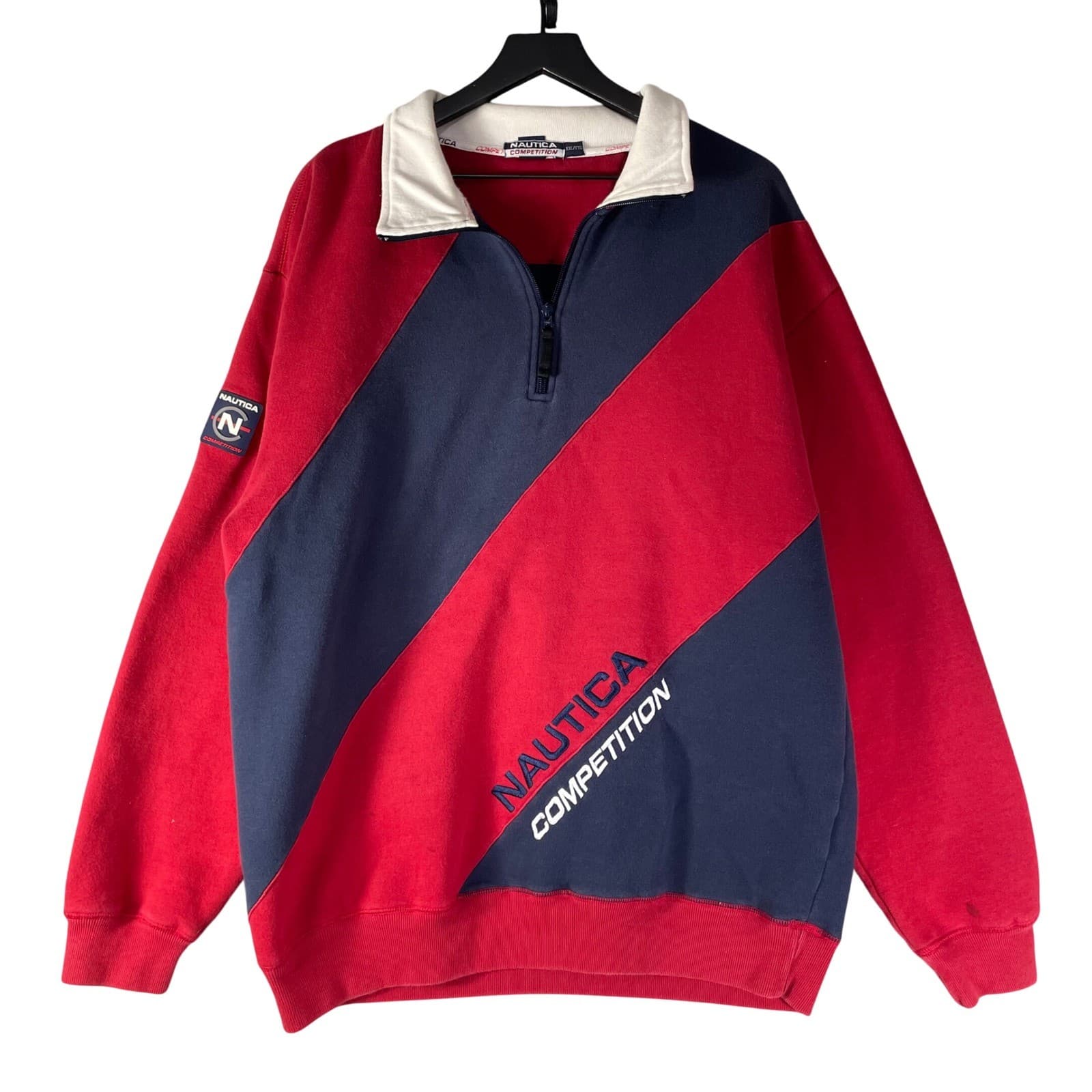 Vintage Nautica Competition Pullover Jacket Mens XXL Red Navy 90s Sailing - Thumbnail 3