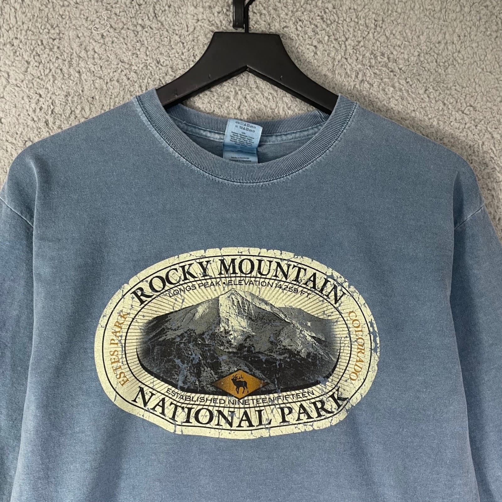 Rocky Mountain National Park Sweatshirt Mens M Blue Bear Colorado Hiking - Thumbnail 5