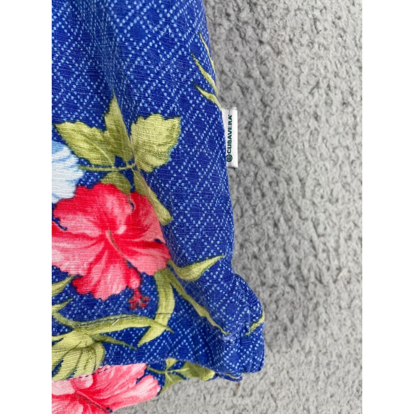 Cubavera Men Medium Blue Hawaiian Floral Aloha Button Up Shirt Short Sleeve - Thumbnail 11