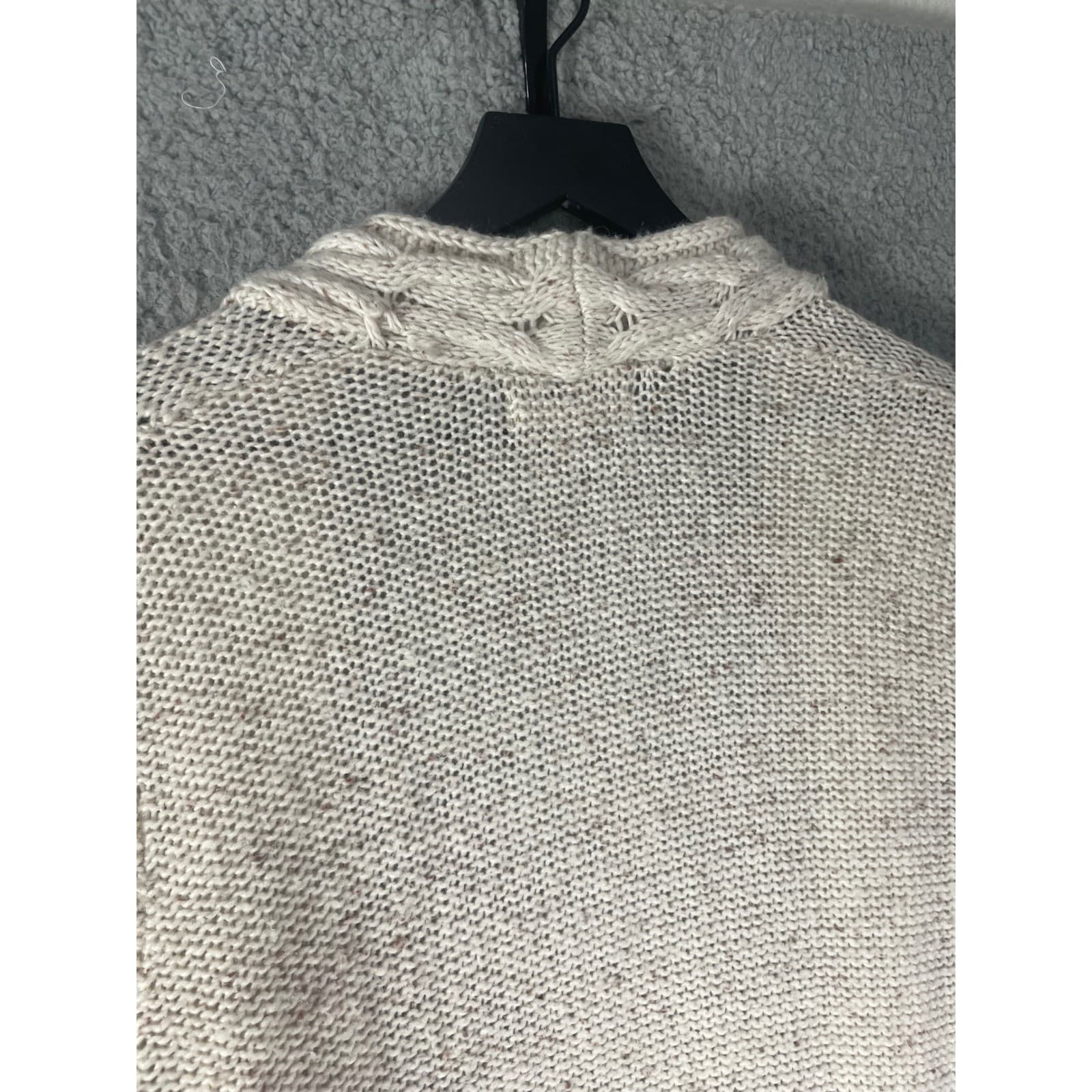 Banana Republic Womens Small Oatmeal Wool Blend Cable Trim Long Cardigan Sweater - Thumbnail 9