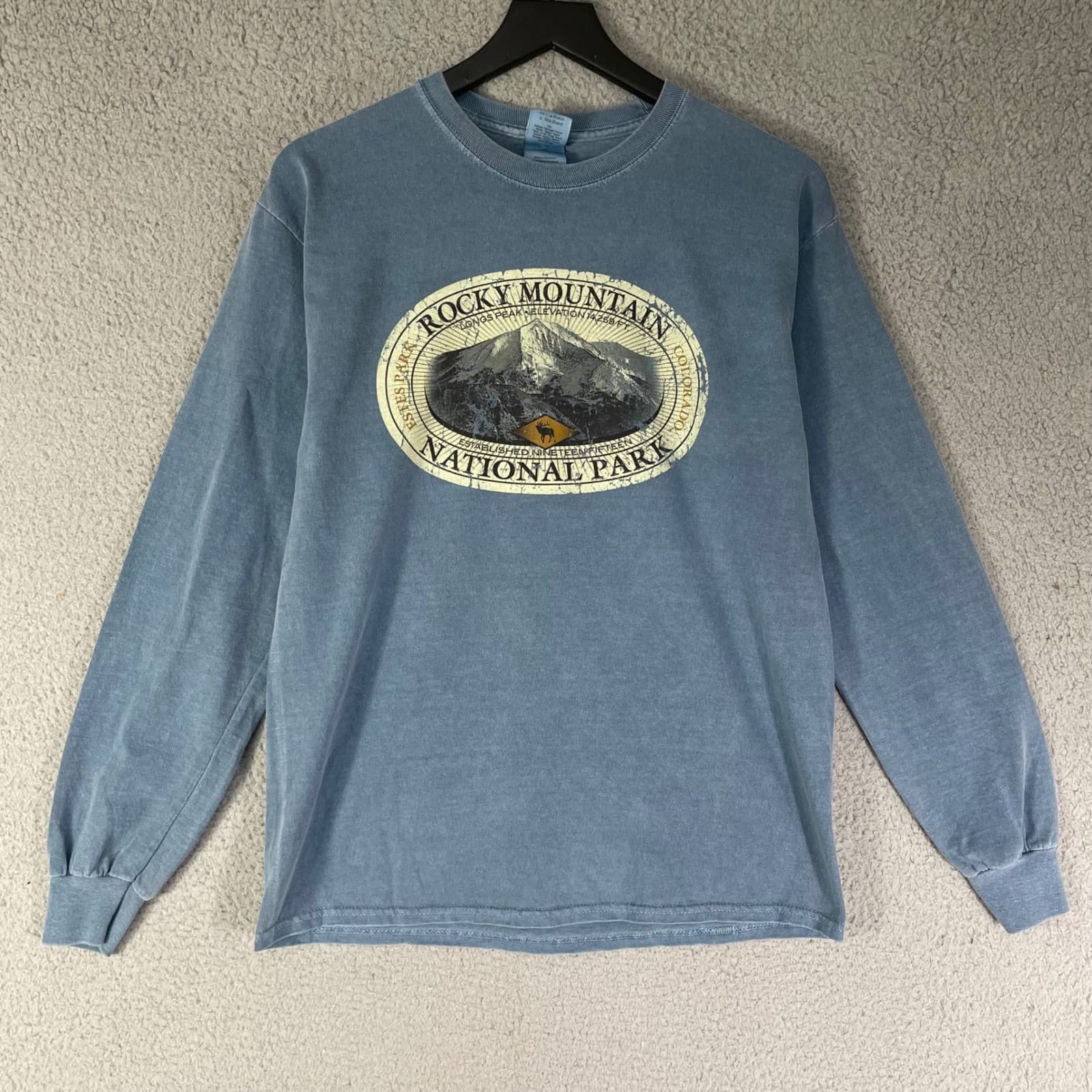 Rocky Mountain National Park Sweatshirt Mens M Blue Bear Colorado Hiking - Thumbnail 4