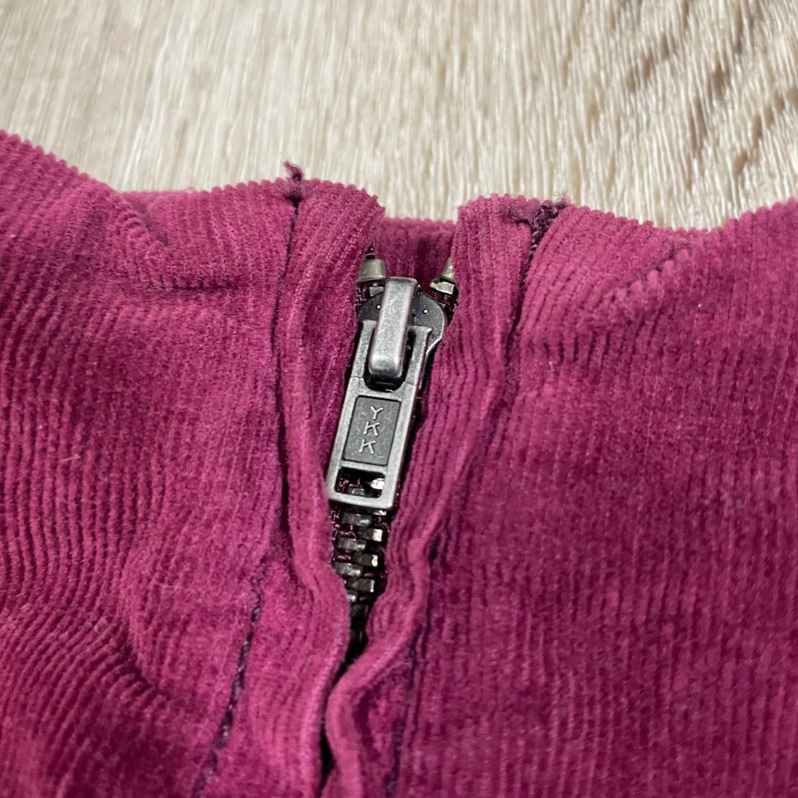 Free People Burgundy Corduroy Mini Skirt Women's Size 8 Boho Fall Back Zip - Thumbnail 12