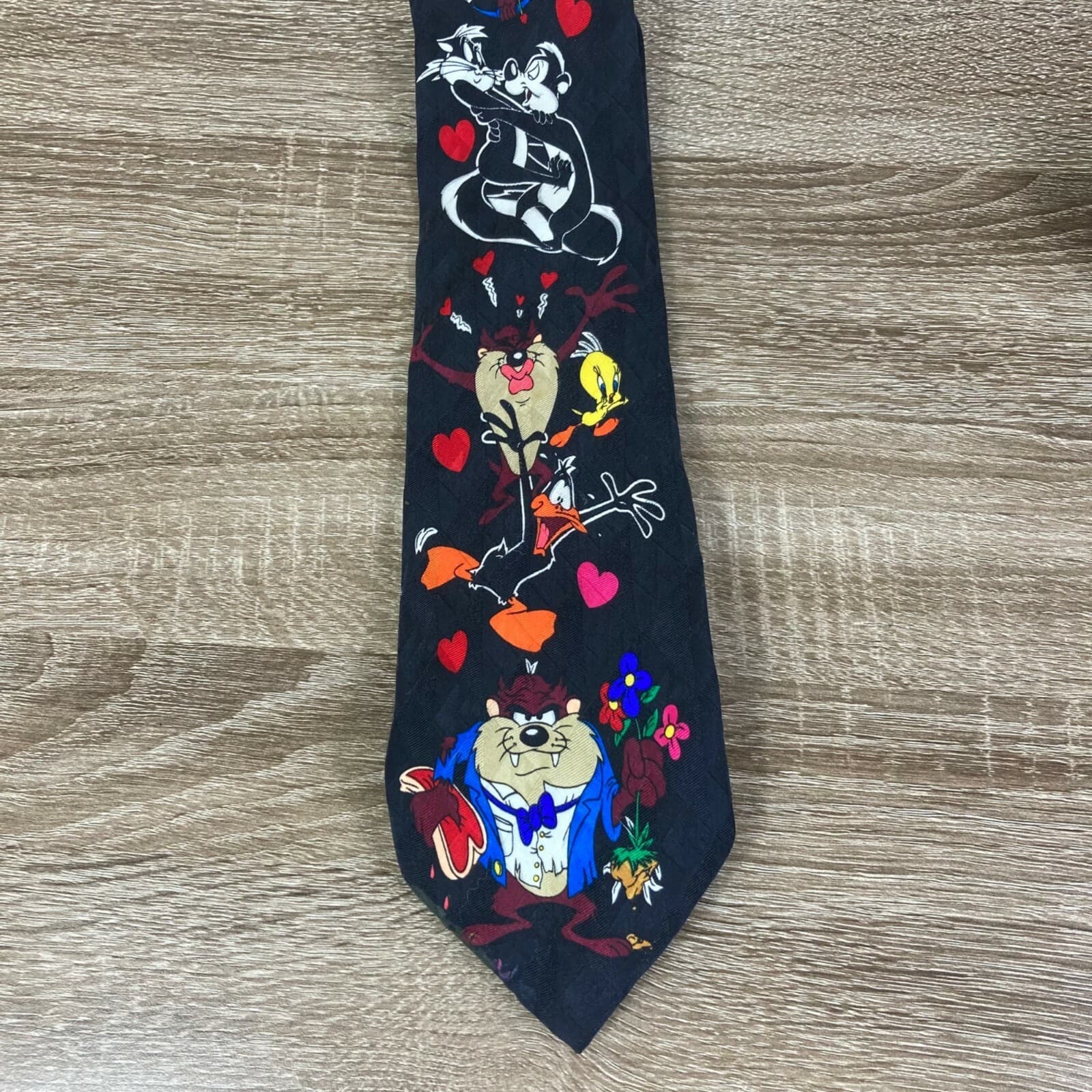 Vintage 1995 Looney Tunes Silk Tie Daffy Duck Taz Tweety Novelty Necktie - Thumbnail 10