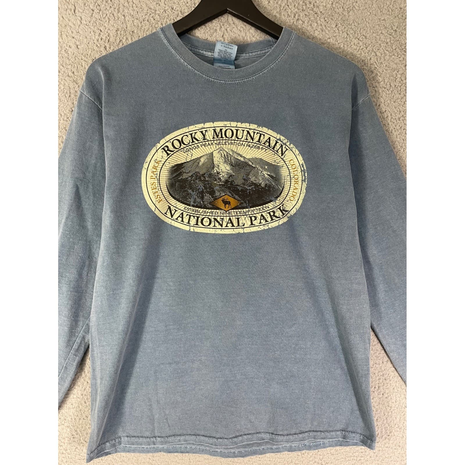 Rocky Mountain National Park Sweatshirt Mens M Blue Bear Colorado Hiking - Thumbnail 6