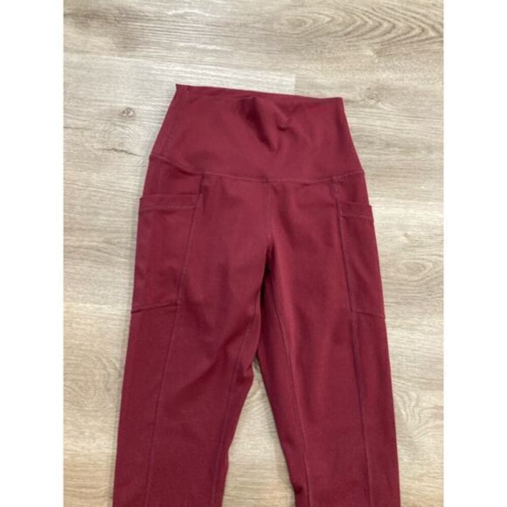 90 Degree By Reflex Leggings Womens XS Burgundy High Rise Yoga Gym Pockets - Thumbnail 6