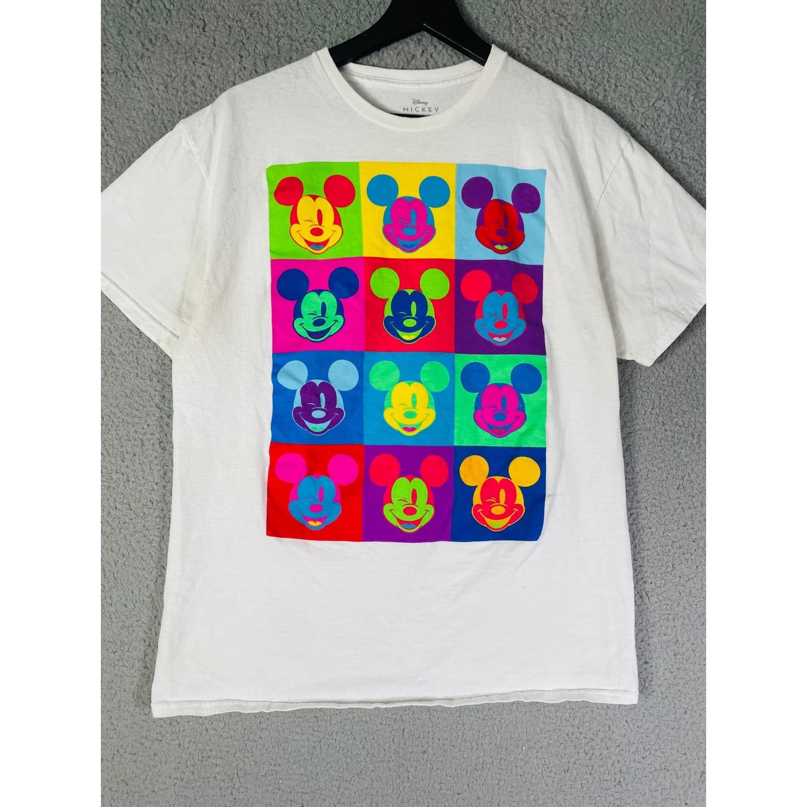 Disney Mickey Mouse Men’s L Pop Art Colorful White Graphic T-Shirt Vintage Style - Thumbnail 3