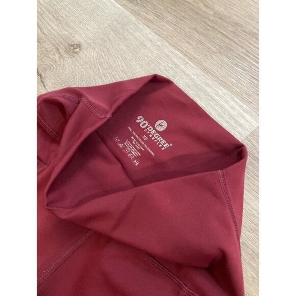 90 Degree By Reflex Leggings Womens XS Burgundy High Rise Yoga Gym Pockets - Thumbnail 9