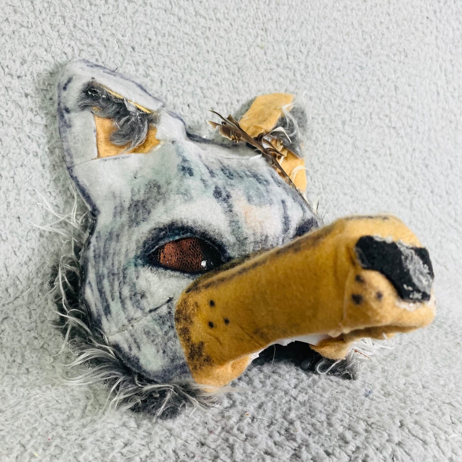 Wolf Therian Mask Costume Faux Fur Animal Headdress Cosplay Halloween Headpiece - Thumbnail 3