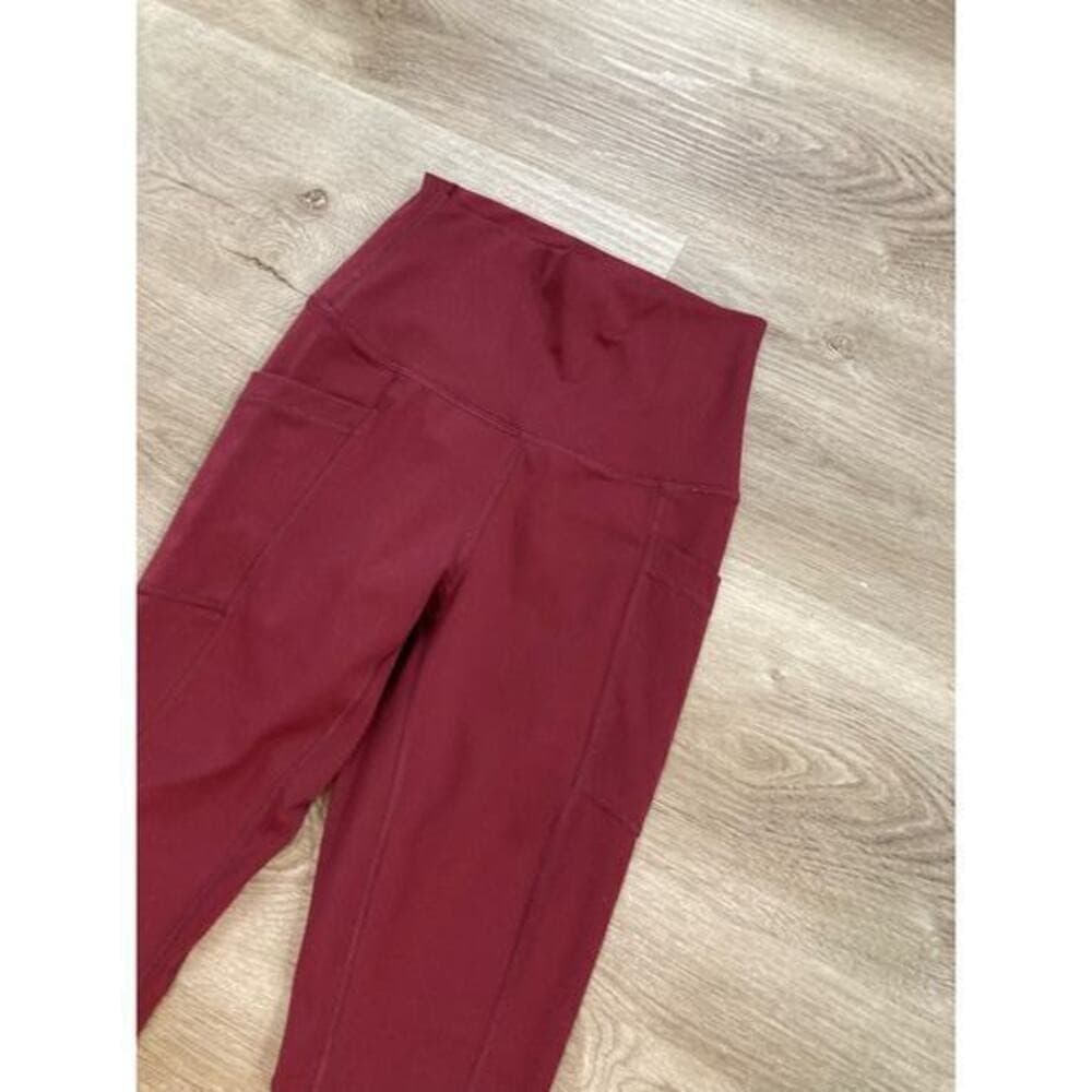 90 Degree By Reflex Leggings Womens XS Burgundy High Rise Yoga Gym Pockets - Thumbnail 8