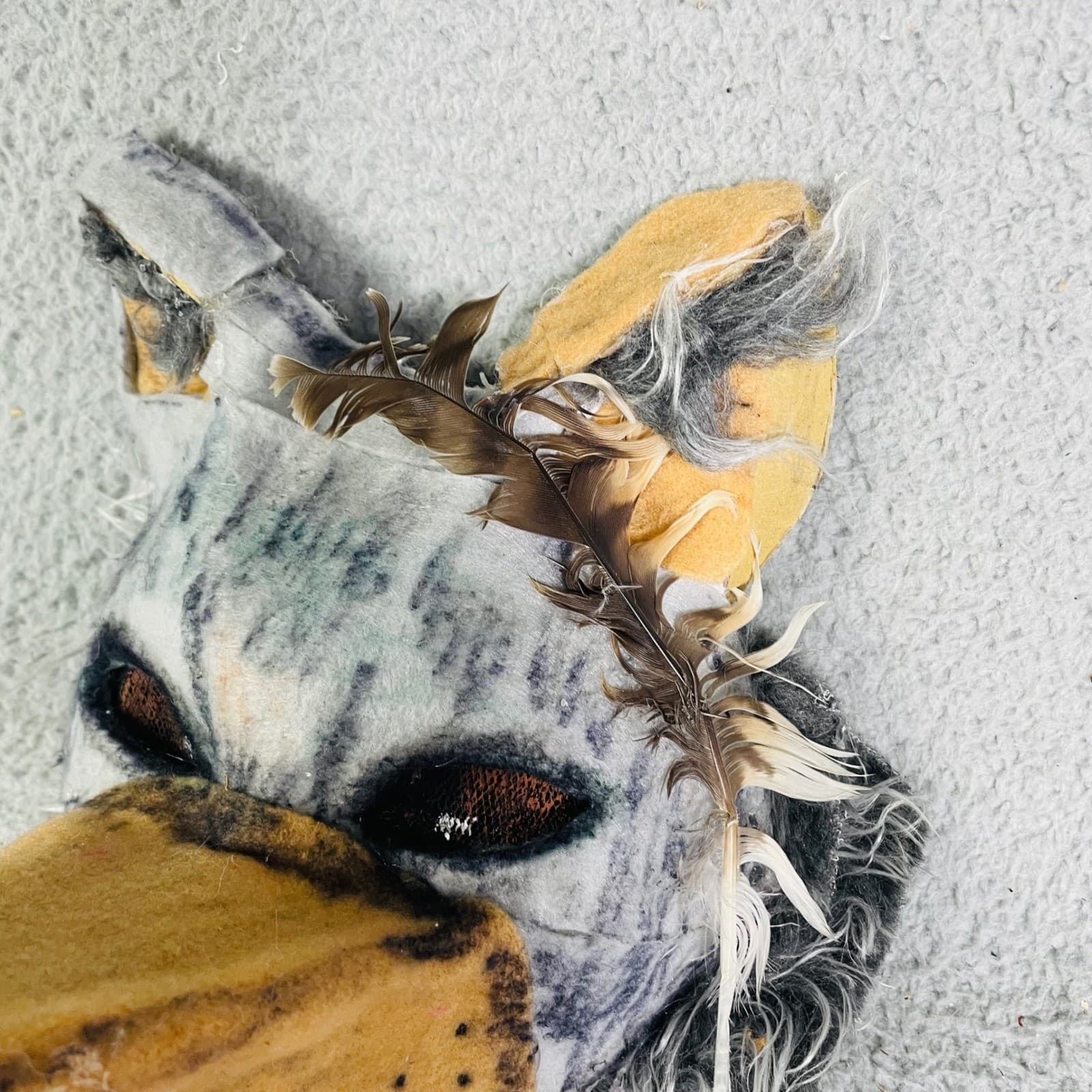 Wolf Therian Mask Costume Faux Fur Animal Headdress Cosplay Halloween Headpiece - Thumbnail 6