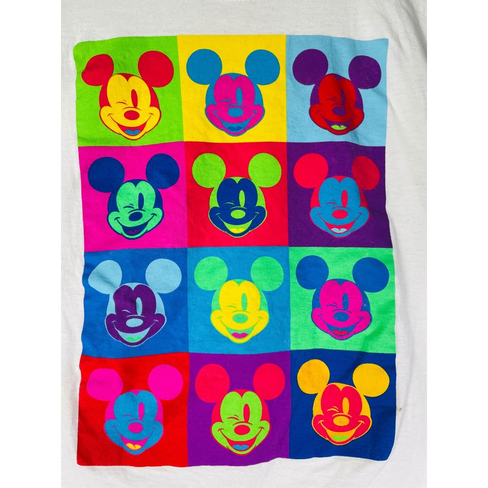 Disney Mickey Mouse Men’s L Pop Art Colorful White Graphic T-Shirt Vintage Style - Thumbnail 4