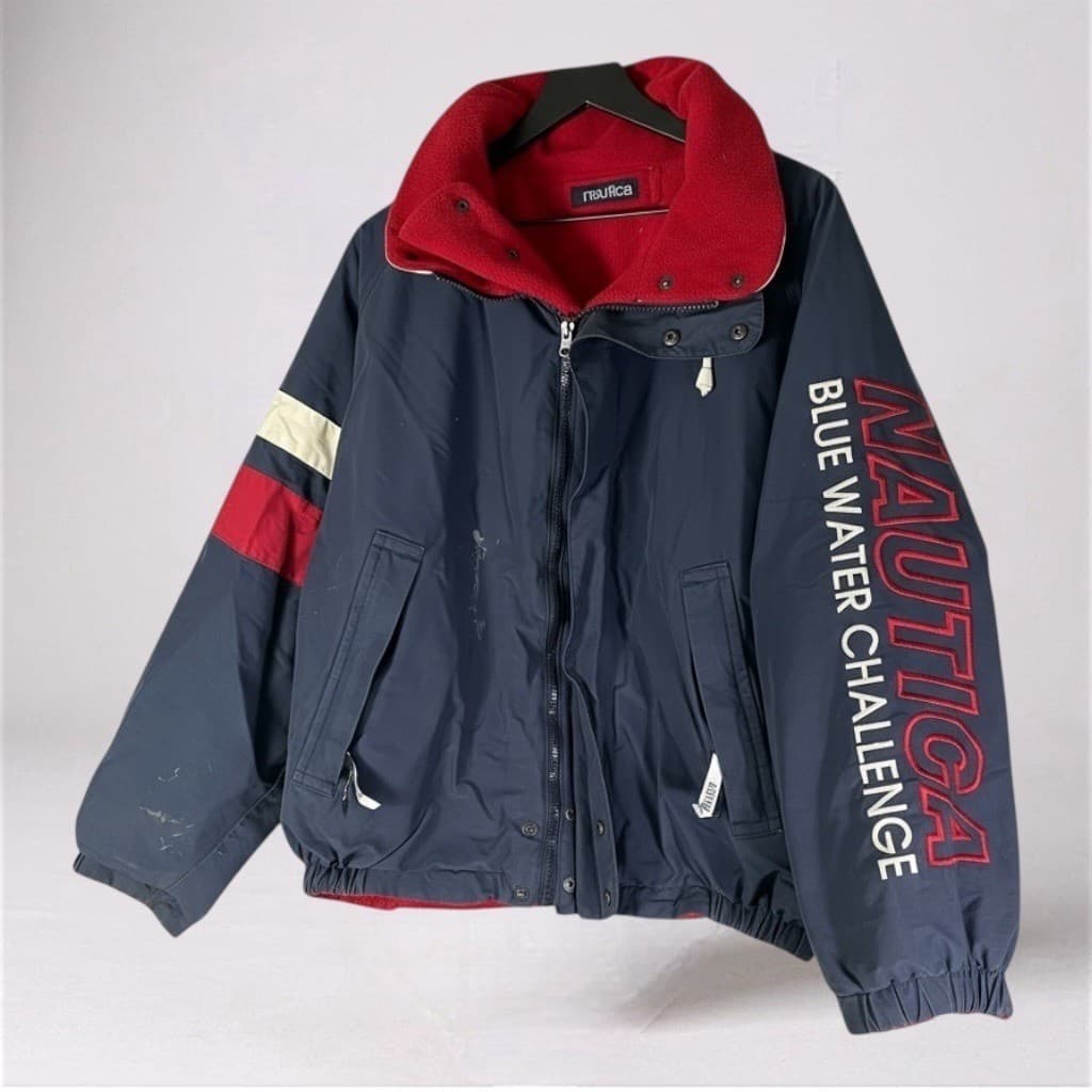 Vintage Nautica Blue Water Challenge Jacket Mens M Spell Out Sailing - Thumbnail 2