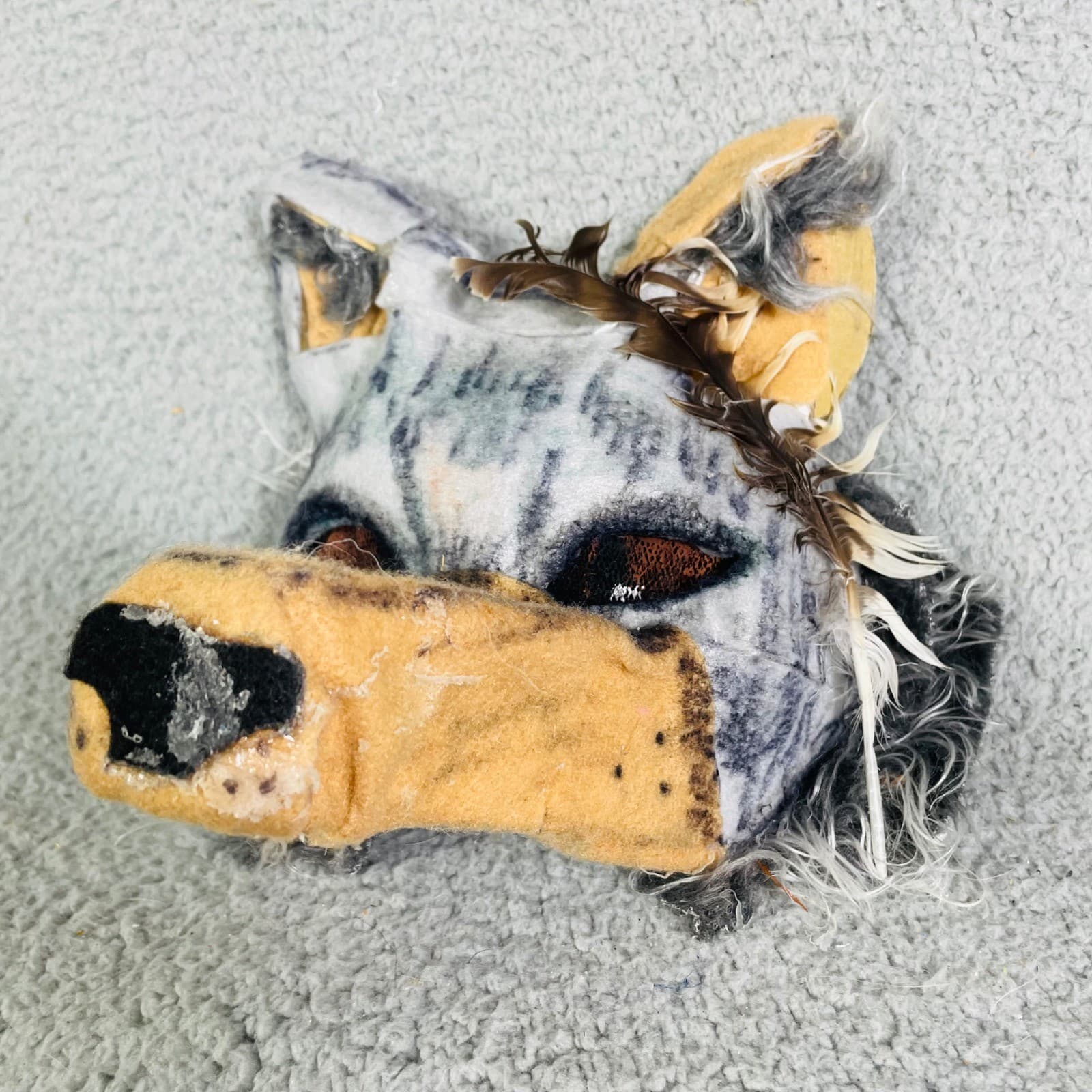 Wolf Therian Mask Costume Faux Fur Animal Headdress Cosplay Halloween Headpiece - Thumbnail 4