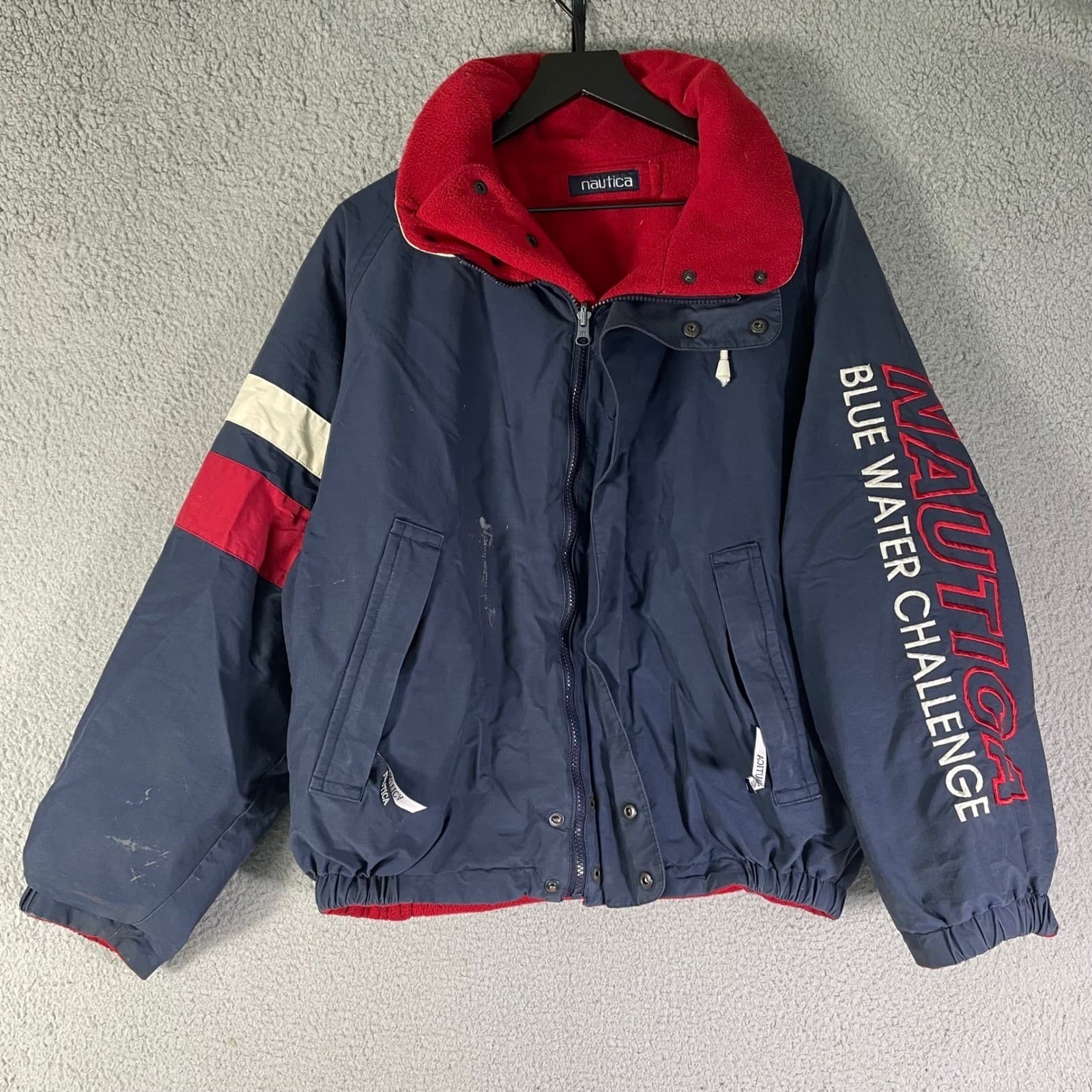 Vintage Nautica Blue Water Challenge Jacket Mens M Spell Out Sailing - Thumbnail 3