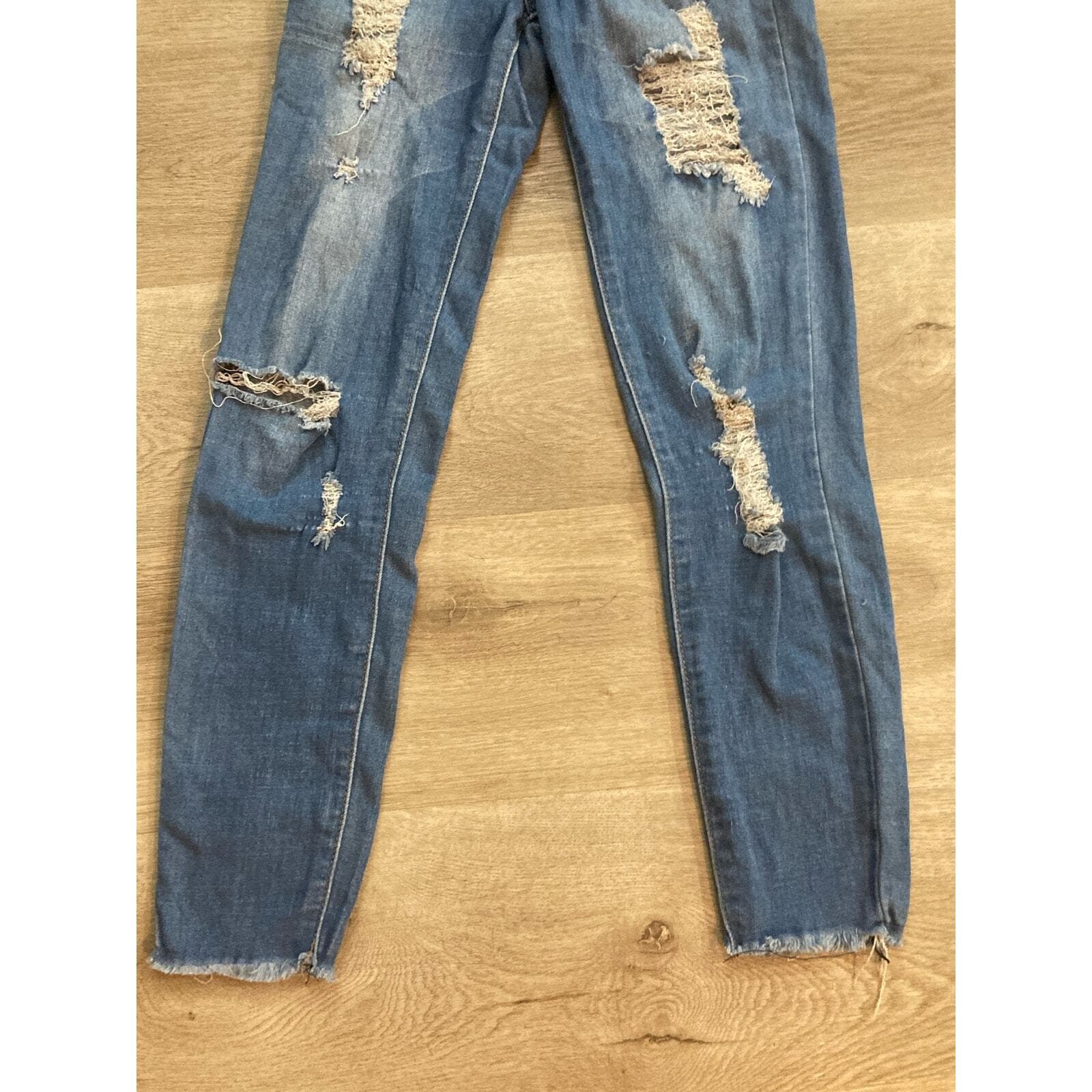 Blue Republic Jeans Womens 0 Medium Wash Distressed Skinny Raw Hem Stretch - Thumbnail 8