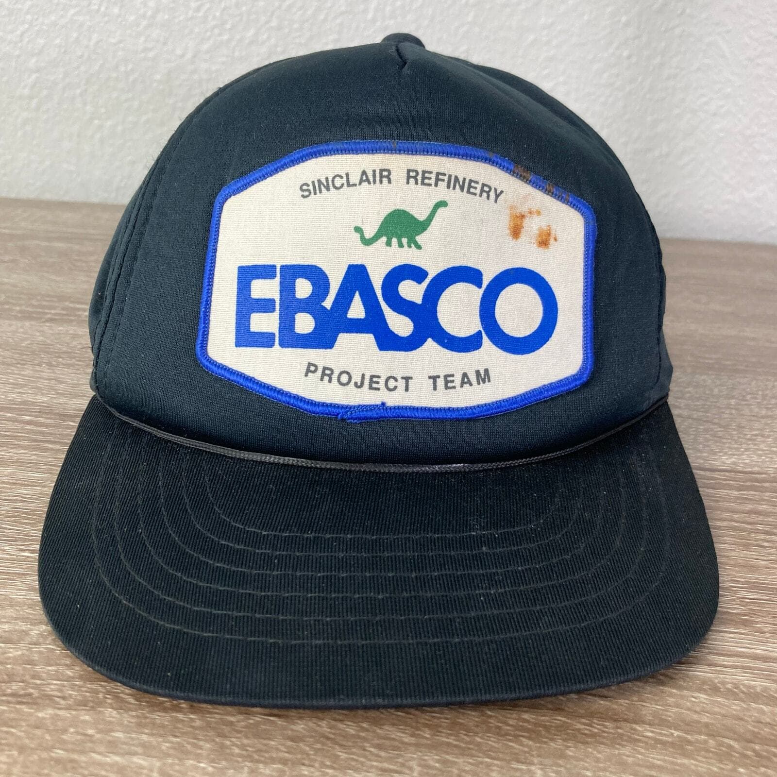 Vintage Sinclair Refinery EBASCO Hat Trucker Snapback Black Foam Mesh Gas Cap - Thumbnail 2