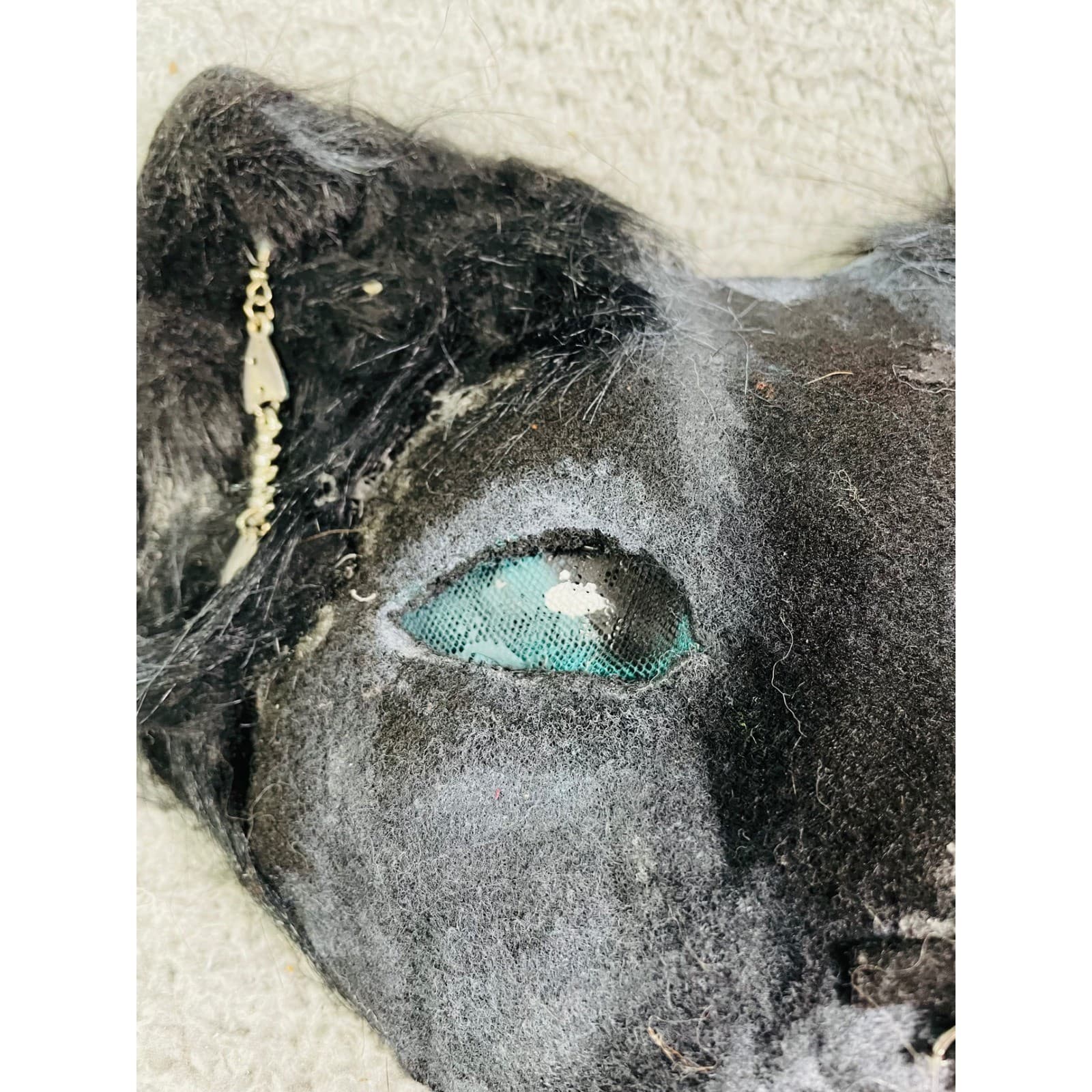 Black Cat Mask Furry Costume Cosplay Therian Animal Fishbone Earring Accessory - Thumbnail 7