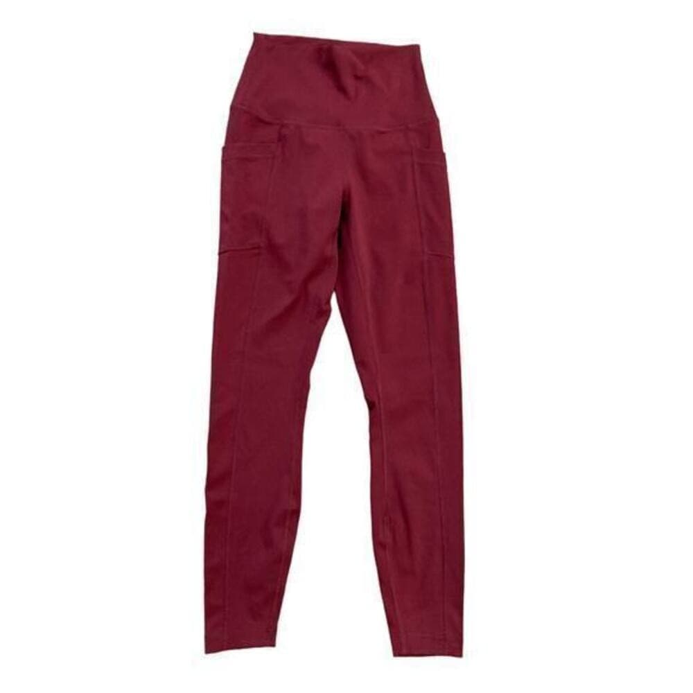 90 Degree By Reflex Leggings Womens XS Burgundy High Rise Yoga Gym Pockets - Thumbnail 3