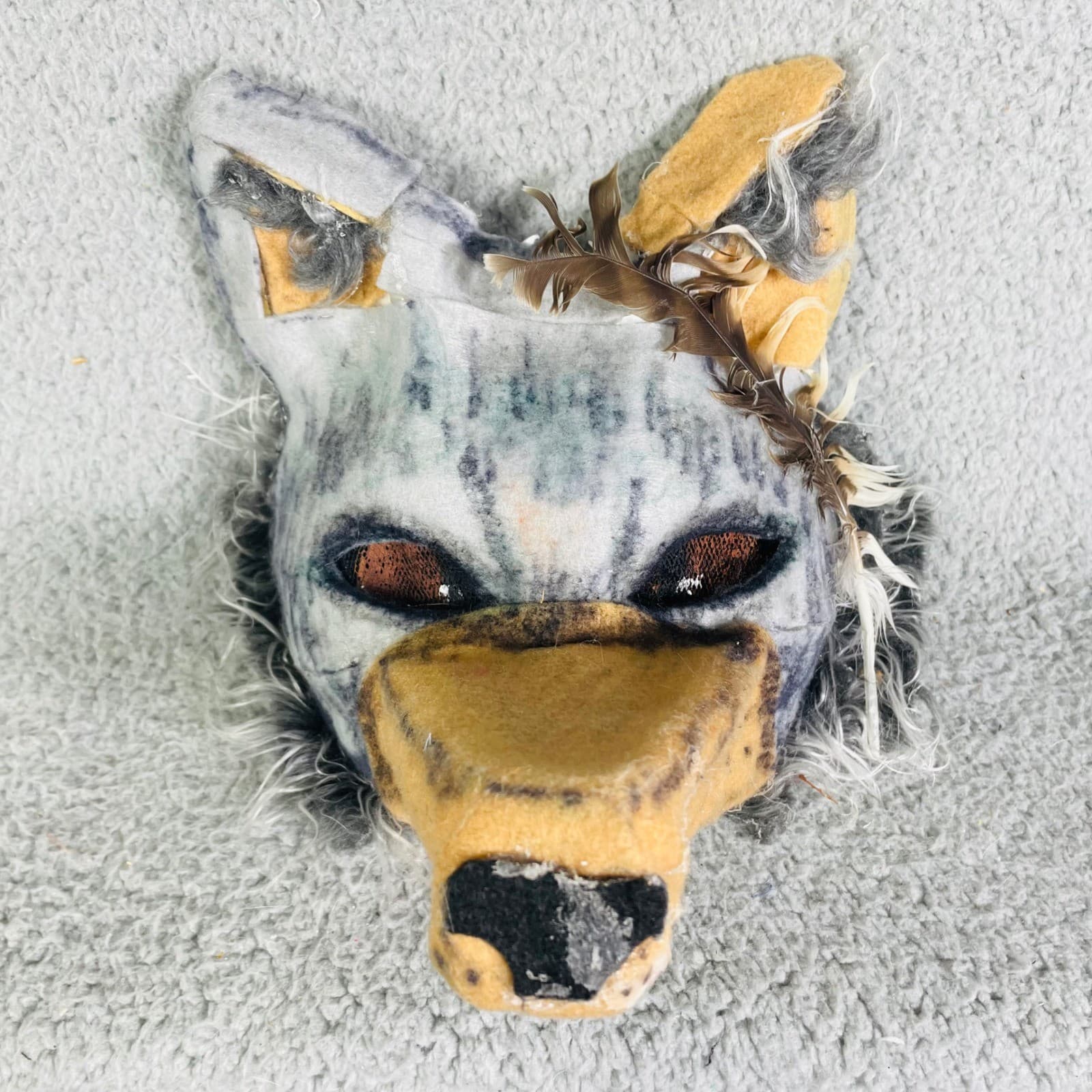 Wolf Therian Mask Costume Faux Fur Animal Headdress Cosplay Halloween Headpiece - Thumbnail 5