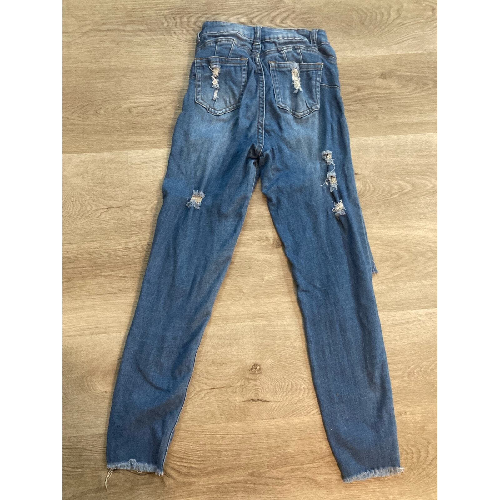 Blue Republic Jeans Womens 0 Medium Wash Distressed Skinny Raw Hem Stretch - Thumbnail 6