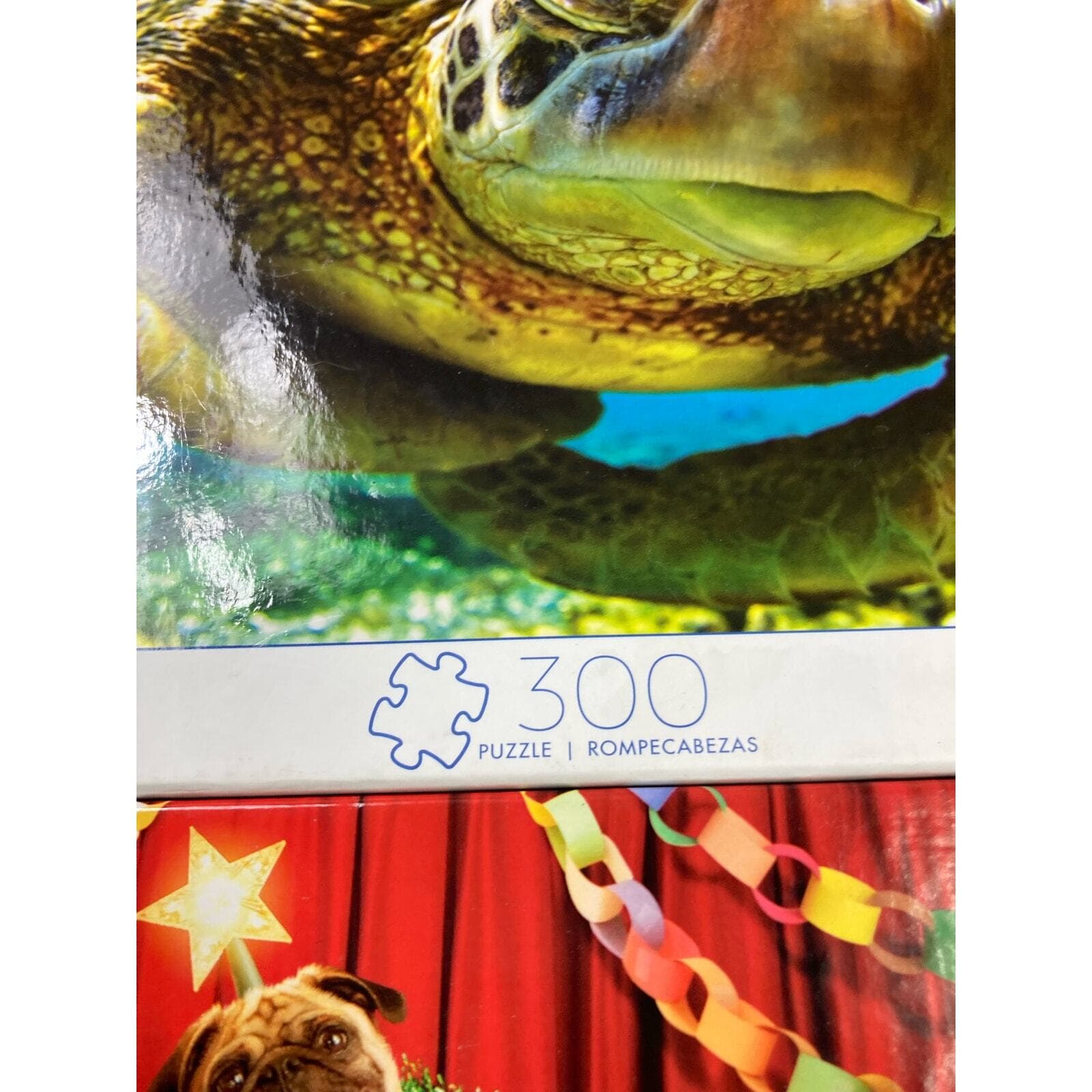Puzzle Set of 2 300 Piece Christmas & Sea Turtle Jigsaw Puzzle Bundle Pug-Mas - Thumbnail 3