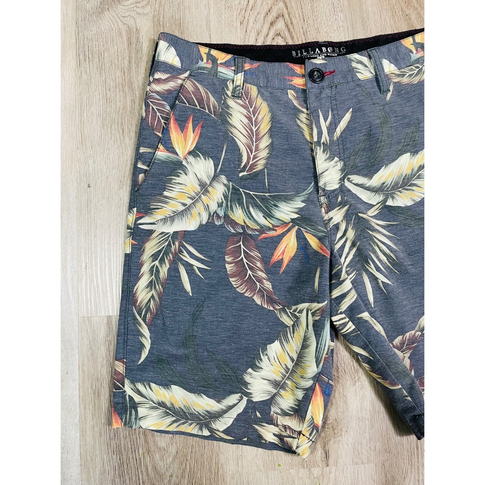 Billabong Platinum X Hybrid Boardshorts Men’s 32 Floral Leaf Print Swim Surf - Thumbnail 3