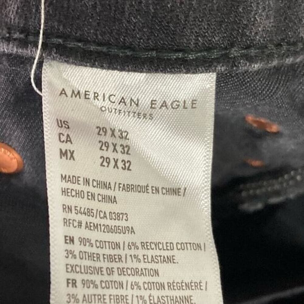 American Eagle Airflex Skinny Jeans Mens 29 X 32 Black Stretch Denim Flex Pocket - Thumbnail 4
