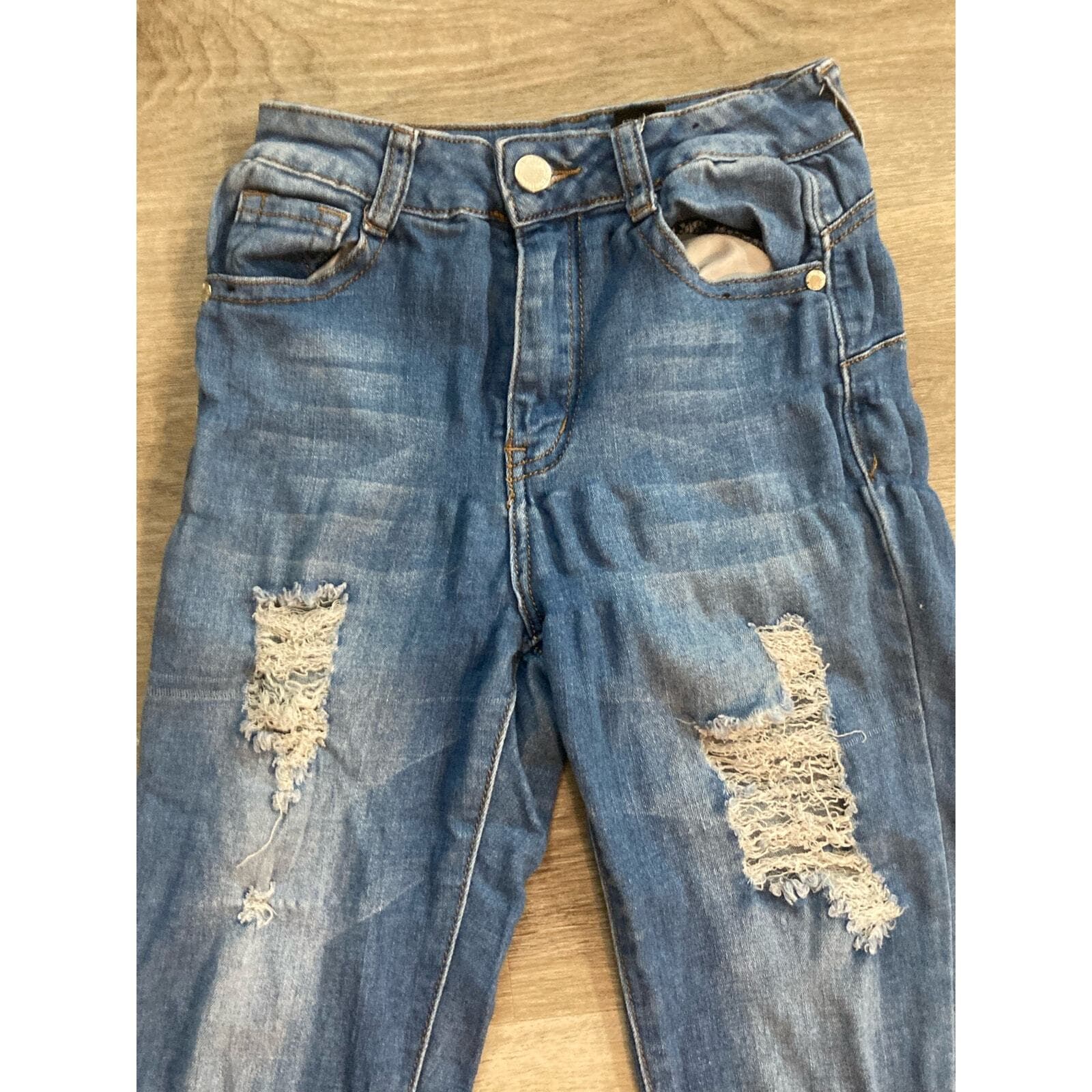 Blue Republic Jeans Womens 0 Medium Wash Distressed Skinny Raw Hem Stretch - Thumbnail 7