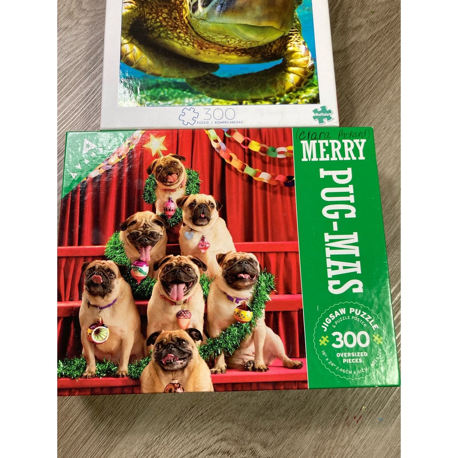 Puzzle Set of 2 300 Piece Christmas & Sea Turtle Jigsaw Puzzle Bundle Pug-Mas - Thumbnail 4