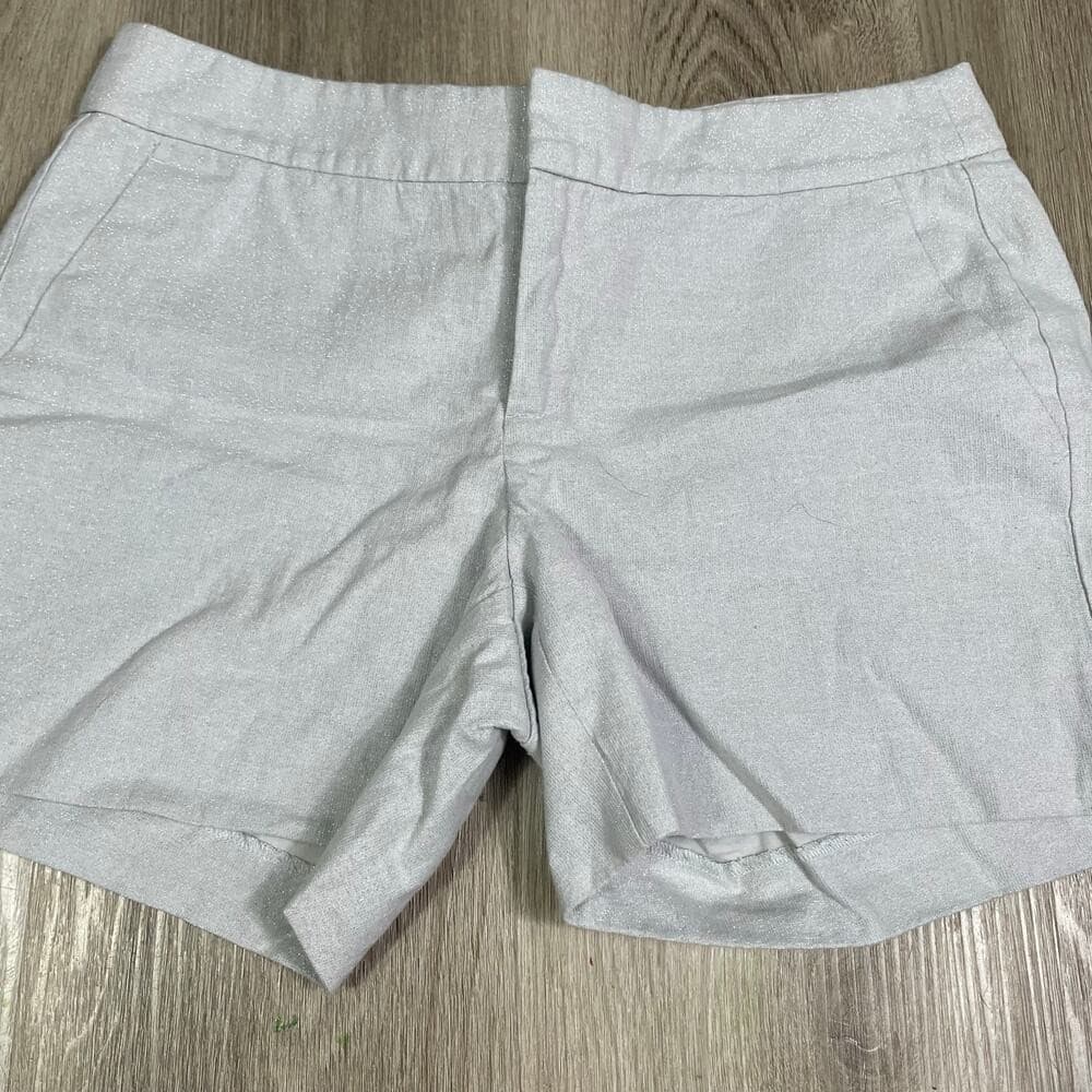Banana Republic Womens Shorts Size 4 Gray Metallic Linen Blend Casual Summer - Thumbnail 9