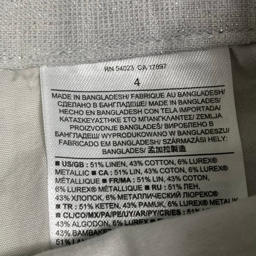 Banana Republic Womens Shorts Size 4 Gray Metallic Linen Blend Casual Summer - Thumbnail 3