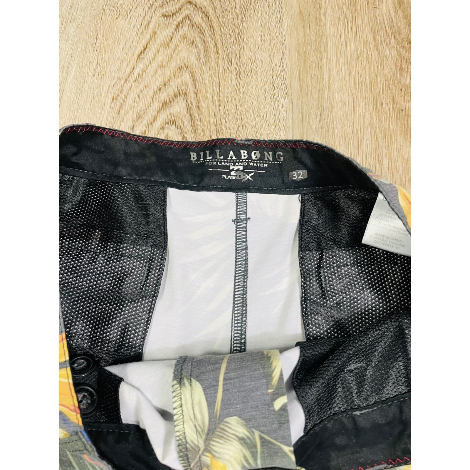 Billabong Platinum X Hybrid Boardshorts Men’s 32 Floral Leaf Print Swim Surf - Thumbnail 9
