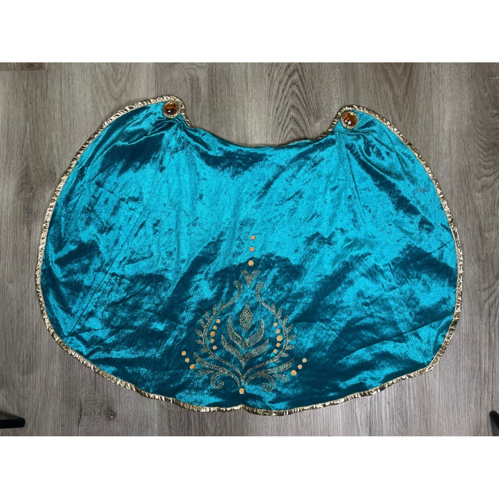 Disney Frozen Anna Princess Costume Teal Gold Cape Girls M 7-8 Halloween - Thumbnail 2