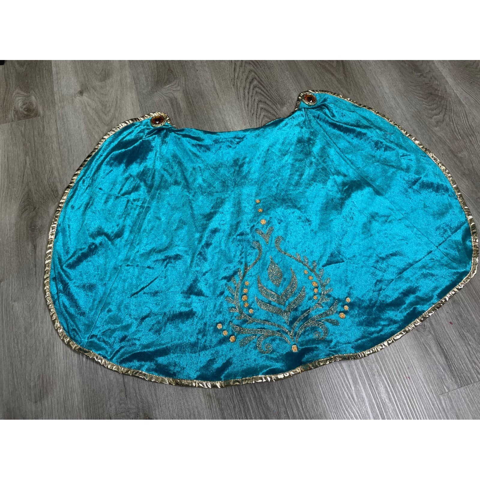 Disney Frozen Anna Princess Costume Teal Gold Cape Girls M 7-8 Halloween - Thumbnail 3