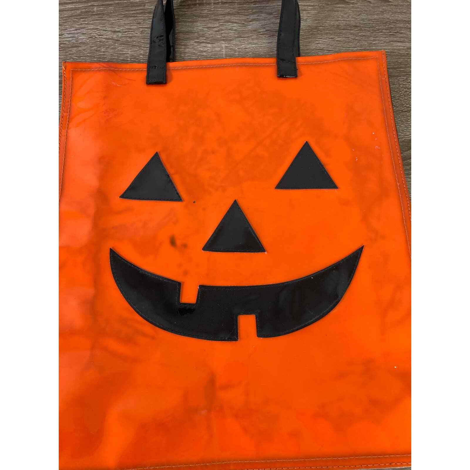 Pumpkin Halloween Latex Bag Tote Jack O Lantern Carry Travel Face Treat - Thumbnail 2