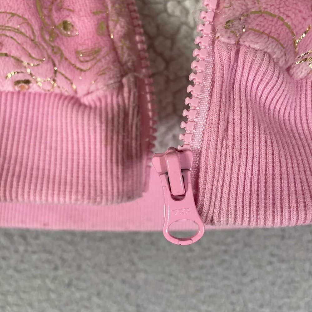 Disney Princess Ariel Cinderella Pink Sherpa Girls Hoodie Jacket Size 6 - Thumbnail 10