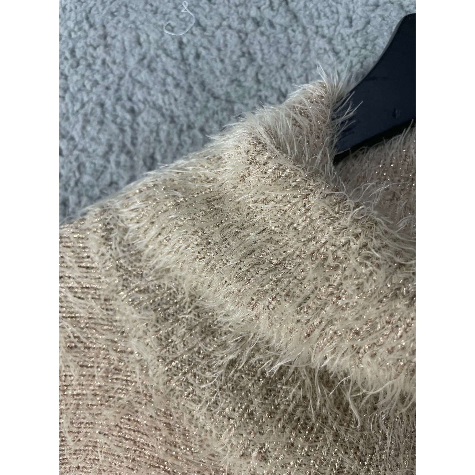 Anthropologie Akemi Kin Eyelash Poncho Sweater Womens OS Ivory Turtleneck - Thumbnail 8