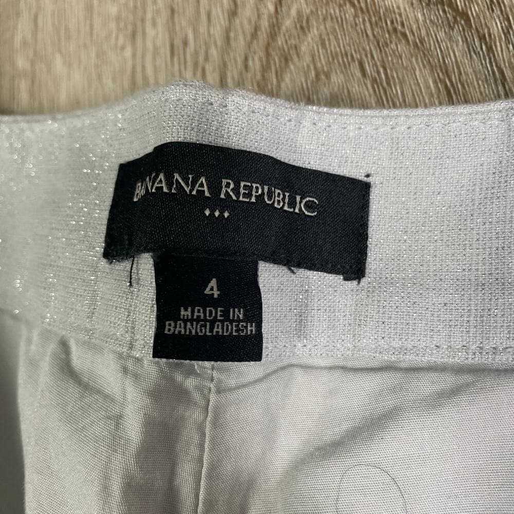 Banana Republic Womens Shorts Size 4 Gray Metallic Linen Blend Casual Summer - Thumbnail 4